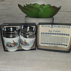 [VINTAGE] Pair of Royal Worcester English Porcelain Egg Coddler Bird Set